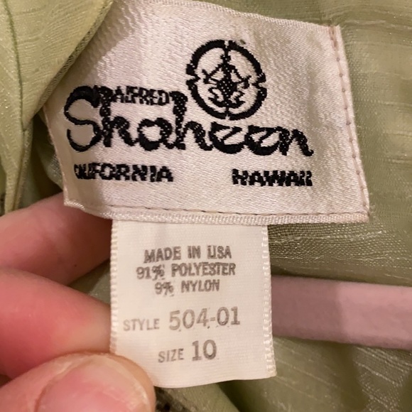 Vintage 60's Alfred Shaeen Hawaiian Lime Floral Kaftan Maxi Dress - Picture 3 of 12